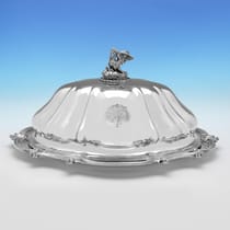 Antique Sterling Silver Meat Dish and Cover - Benjamin Smith III, hallmarked in 1838 London - Victorian - Thumbnail 1