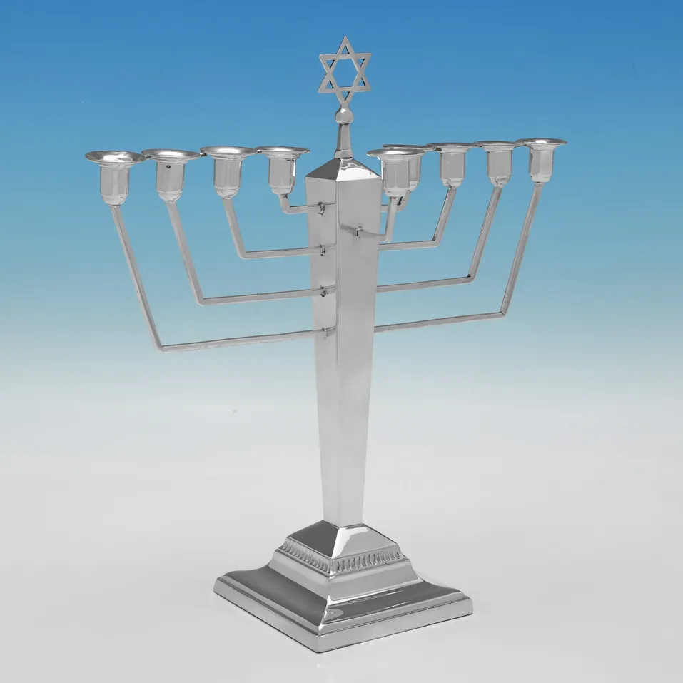 Sterling Silver Menorah - Britton, Gould & Co., hallmarked in 1939 Birmingham - George VI