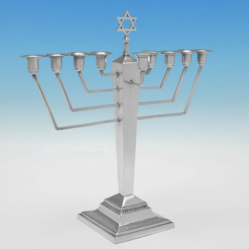 Sterling Silver Menorah - Britton, Gould & Co., hallmarked in 1938 Birmingham - George VI