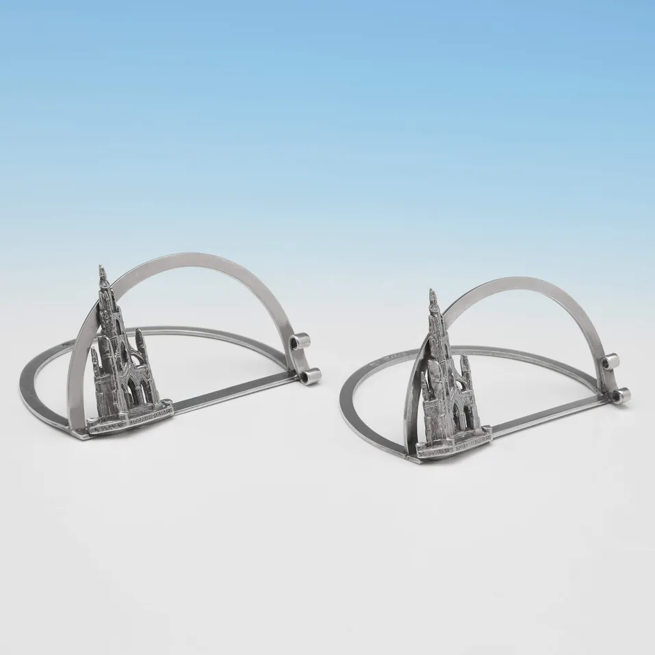 Antique Sterling Silver Pair of Menu Holders - James Fenton, hallmarked in 1899 Birmingham - Victorian