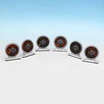 Antique Sterling Silver & Tortoiseshell Set of 6 Menu Holders - E. S. Barnsley & Co., hallmarked in 1911 Birmingham - George V - Thumbnail 2