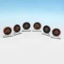 Antique Sterling Silver & Tortoiseshell Set of 6 Menu Holders - E. S. Barnsley & Co., hallmarked in 1911 Birmingham - George V - Thumbnail 2