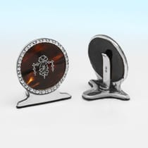 Antique Sterling Silver & Tortoiseshell Set of 6 Menu Holders - E. S. Barnsley & Co., hallmarked in 1911 Birmingham - George V - Thumbnail 3