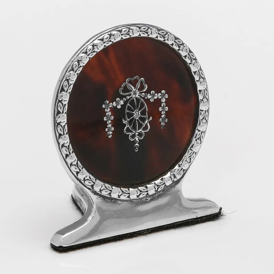 Antique Sterling Silver & Tortoiseshell Set of 6 Menu Holders - E. S. Barnsley & Co., hallmarked in 1911 Birmingham - George V - Image 4