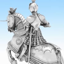 Sterling Silver Knights On Horseback - Israel Segalov, hallmarked in 1927 London - George V - Thumbnail 12