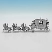 Antique Sterling Silver Coach and Horses - John George Piddington, hallmarked in 1901 London - Edwardian - Thumbnail 1