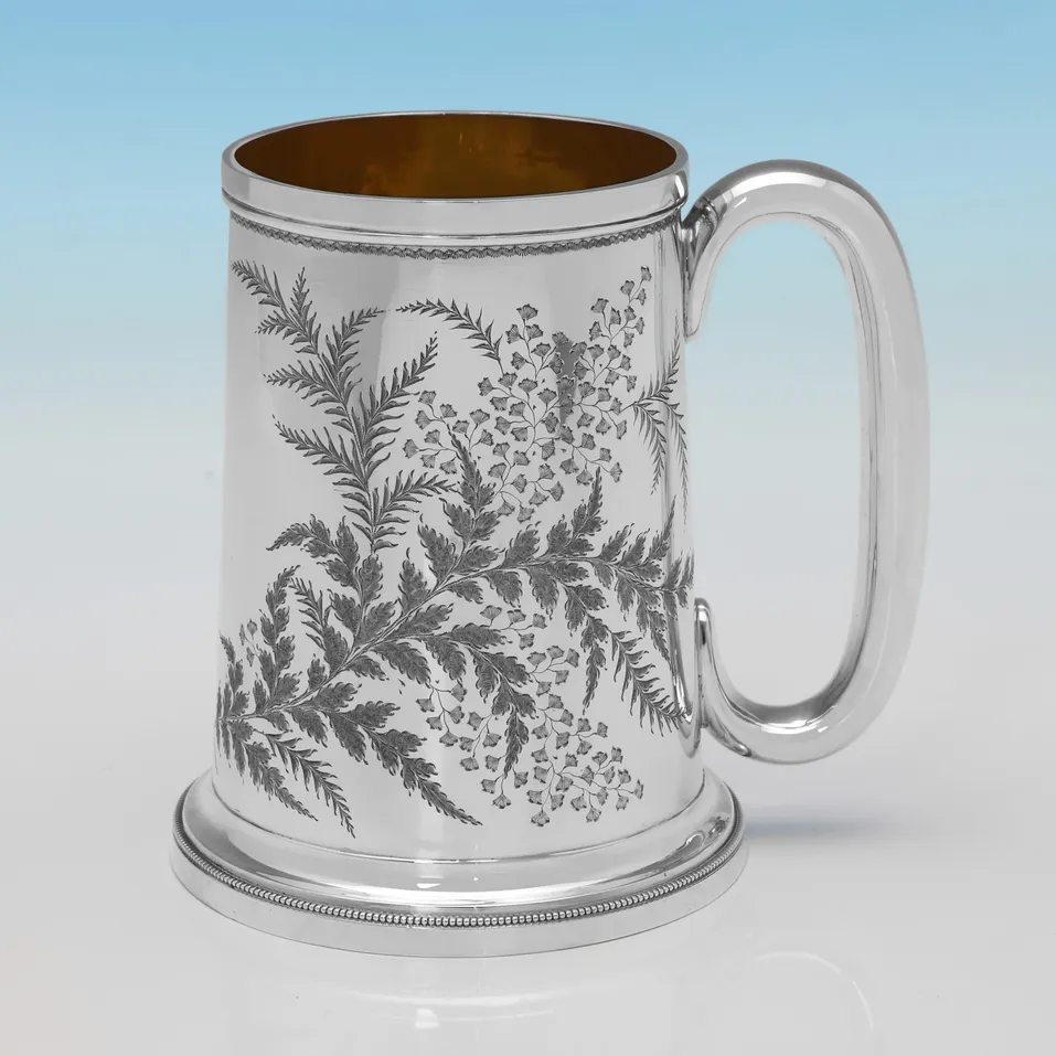 Antique Sterling Silver Pint Mug - George Maudley Jackson, hallmarked in 1890 London - Victorian