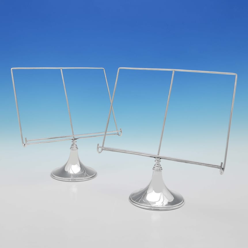 Antique Silver Plate Pair Of Music Stands - Asprey & Co. Ltd. Made Circa 1910 London - Edwardian - Image 1