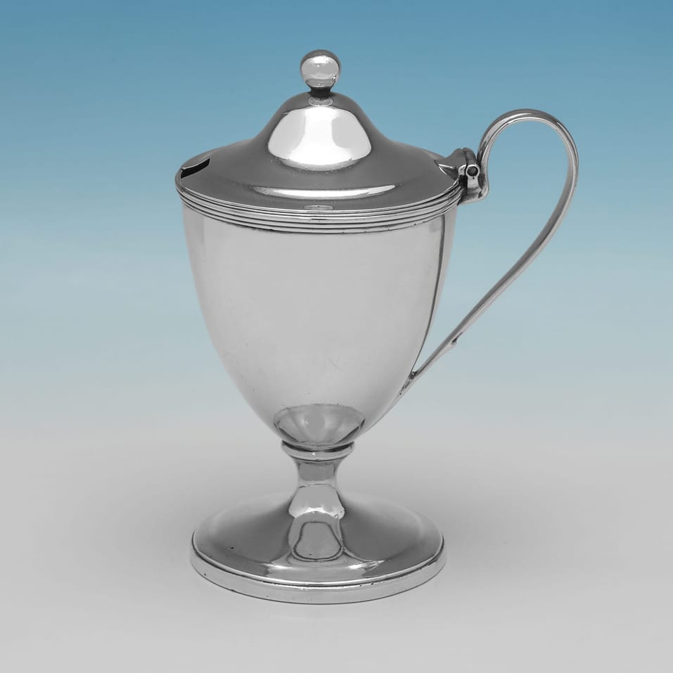 Antique Sterling Silver Mustard Pot - Abraham Peterson, hallmarked in 1790 London - George III
