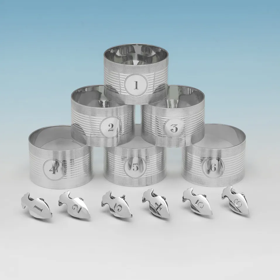 Sterling Silver Napkin Rings - Docker & Burn, hallmarked in 1925 Birmingham - George V - Image 2