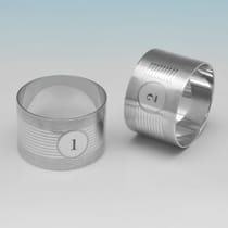 Sterling Silver Napkin Rings - Docker & Burn, hallmarked in 1925 Birmingham - George V - Thumbnail 3