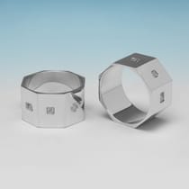 Sterling Silver Set of 12 Napkin Rings - C. J. Vander, hallmarked in 1999 Sheffield - Elizabeth II - Thumbnail 3