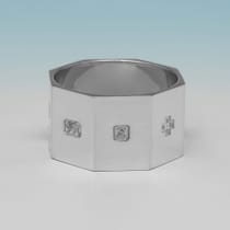 Sterling Silver Set of 12 Napkin Rings - C. J. Vander, hallmarked in 1999 Sheffield - Elizabeth II - Thumbnail 4