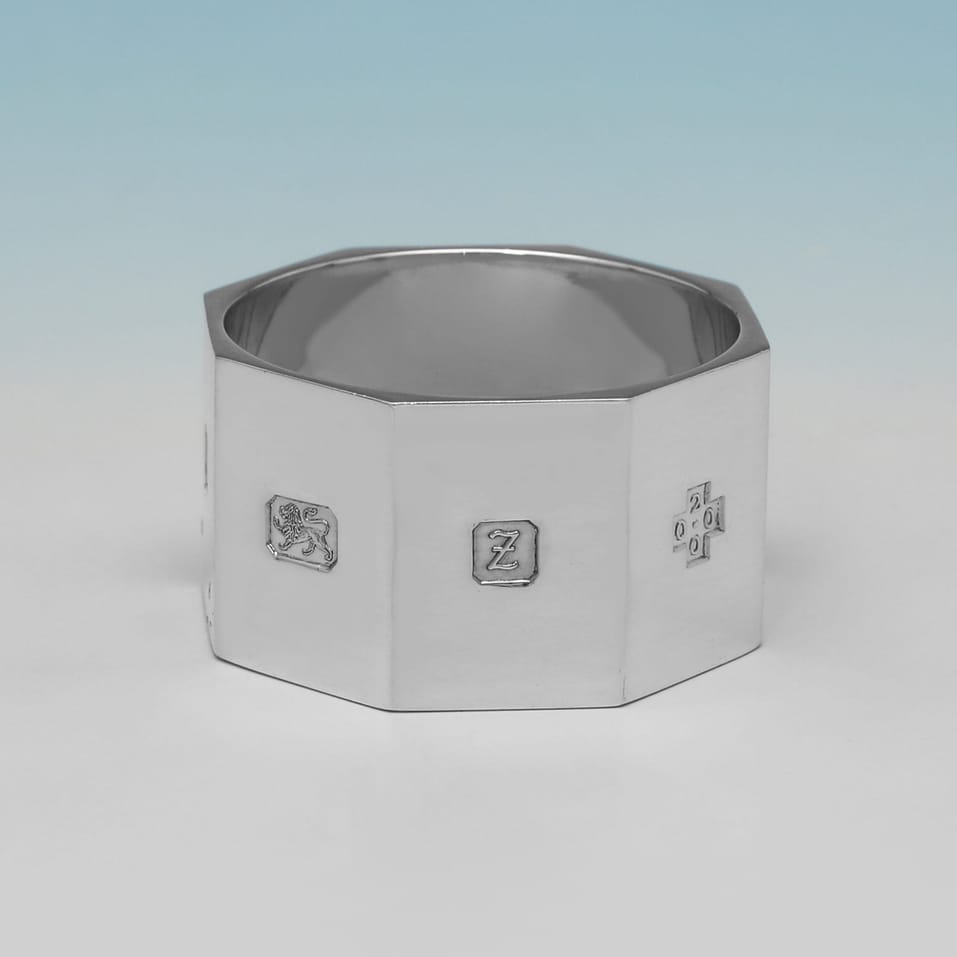Sterling Silver Set of 12 Napkin Rings - C. J. Vander, hallmarked in 1999 Sheffield - Elizabeth II - Image 4