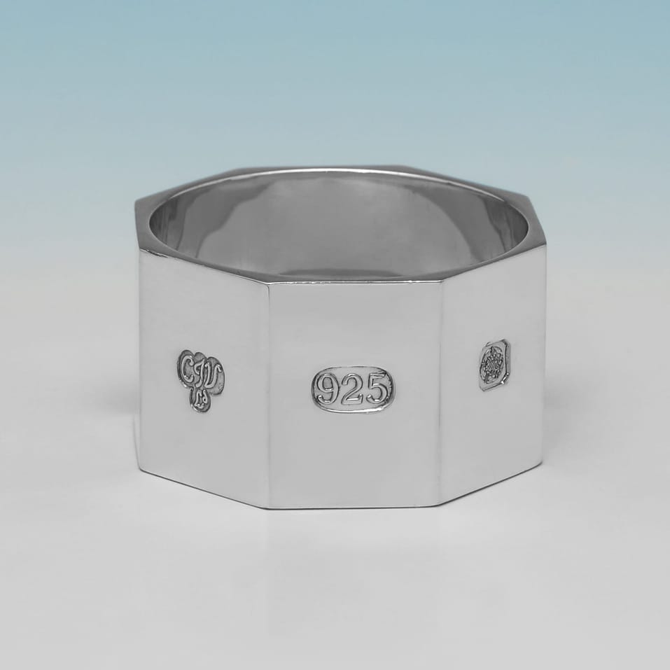 Sterling Silver Set of 12 Napkin Rings - C. J. Vander, hallmarked in 1999 Sheffield - Elizabeth II - Image 5