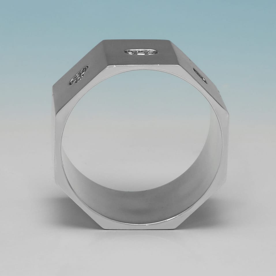 Sterling Silver Set of 12 Napkin Rings - C. J. Vander, hallmarked in 1999 Sheffield - Elizabeth II - Image 6