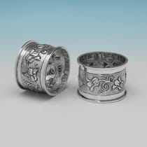 Antique Sterling Silver Set of 6 Napkin Rings - A. E. Jones, hallmarked in 1908 Birmingham - Edwardian - Thumbnail 3