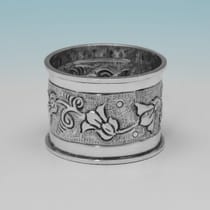 Antique Sterling Silver Set of 6 Napkin Rings - A. E. Jones, hallmarked in 1908 Birmingham - Edwardian - Thumbnail 4