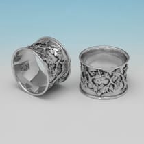 Antique Sterling Silver Pair of Napkin Rings - George Fox, hallmarked in 1879 London - Victorian - Thumbnail 2