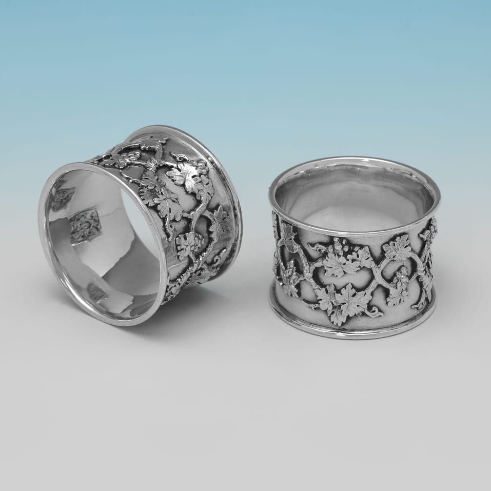 Antique Sterling Silver Pair of Napkin Rings - George Fox, hallmarked in 1879 London - Victorian - Image 2