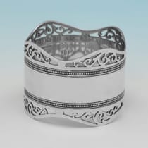 Antique Sterling Silver Pair of Napkin Rings - Roberts & Belk, hallmarked in 1903 Sheffield - Edwardian - Thumbnail 3