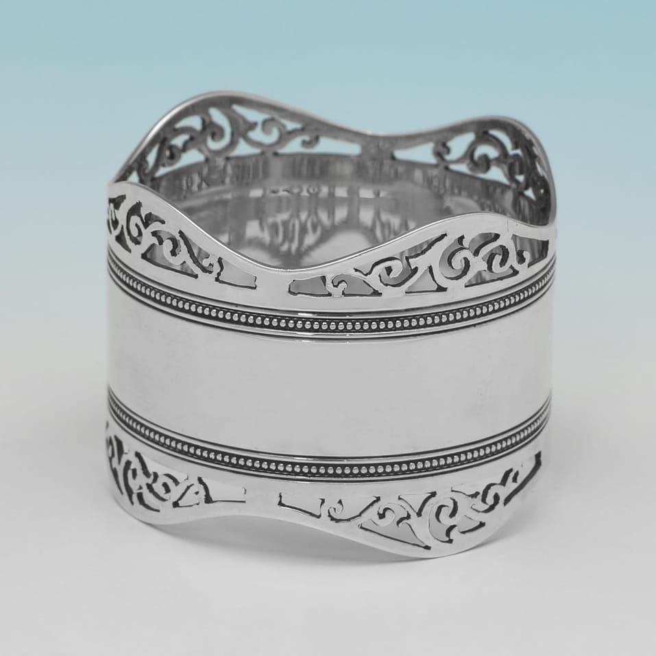 Antique Sterling Silver Pair of Napkin Rings - Roberts & Belk, hallmarked in 1903 Sheffield - Edwardian - Image 3