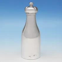 Antique Sterling Silver Novelty 'Champagne Bottle' Pepper Grinder - J. H. Middelton, hallmarked in 1886 London - Victorian - Thumbnail 1