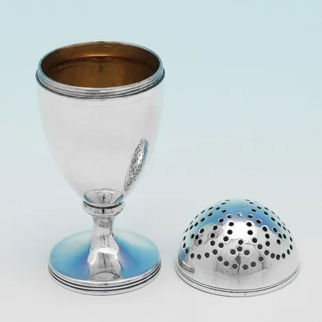 Antique Sterling Silver Pair of Ovoid Shaped Pepper Pots - John Emes, hallmarked in 1800 London - George III - Image 3