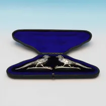 Antique Sterling Silver Pair of Novelty Pheasant Pepper Pots - Charles Boyton, hallmarked in 1888 London - Victorian - Thumbnail 2