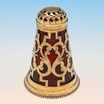 Antique Sterling Silver & Glass Pepper Pot - Charles & George Fox, hallmarked in 1850 London - Victorian - Thumbnail 1
