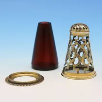 Antique Sterling Silver & Glass Pepper Pot - Charles & George Fox, hallmarked in 1850 London - Victorian - Thumbnail 4