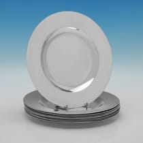 Antique Sterling Silver Set of 12 Plates - Francis Higgins, hallmarked in 1904 London - Edwardian - Thumbnail 1