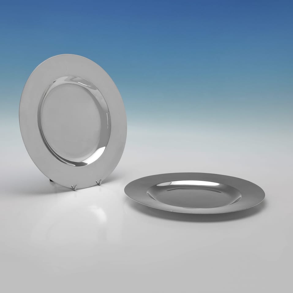 Antique Sterling Silver Set of 12 Plates - Francis Higgins, hallmarked in 1904 London - Edwardian - Image 2