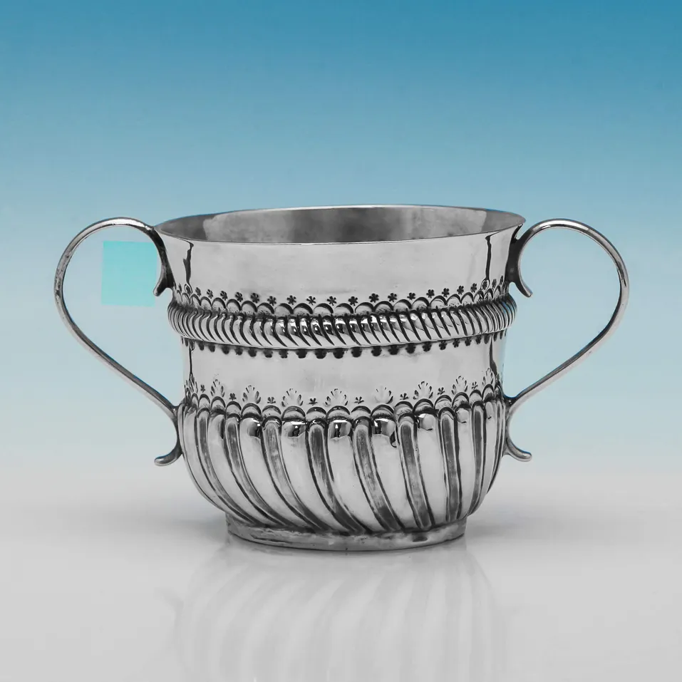 Antique Sterling Silver Porringer - William Fleming, hallmarked in 1697 London - William III