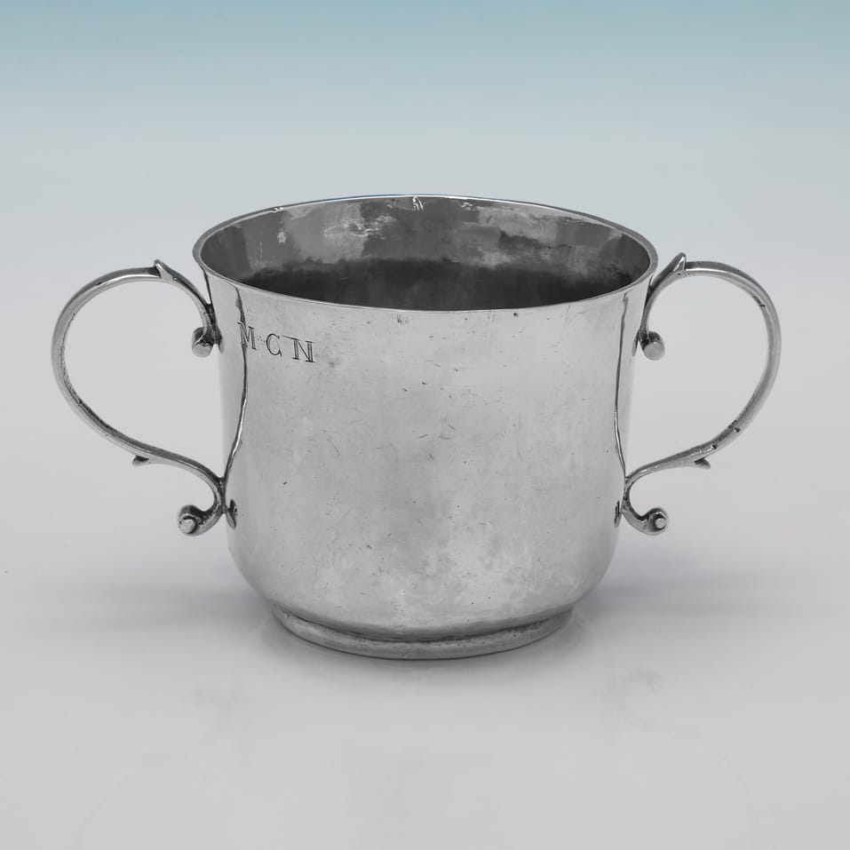 Antique Sterling Silver Porringer - hallmarked in 1688 London - James II