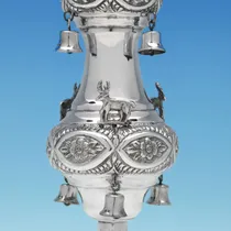 Antique Sterling Silver Pair of Rimonim - Morris Salkind, hallmarked in 1920 London - George V - Thumbnail 2
