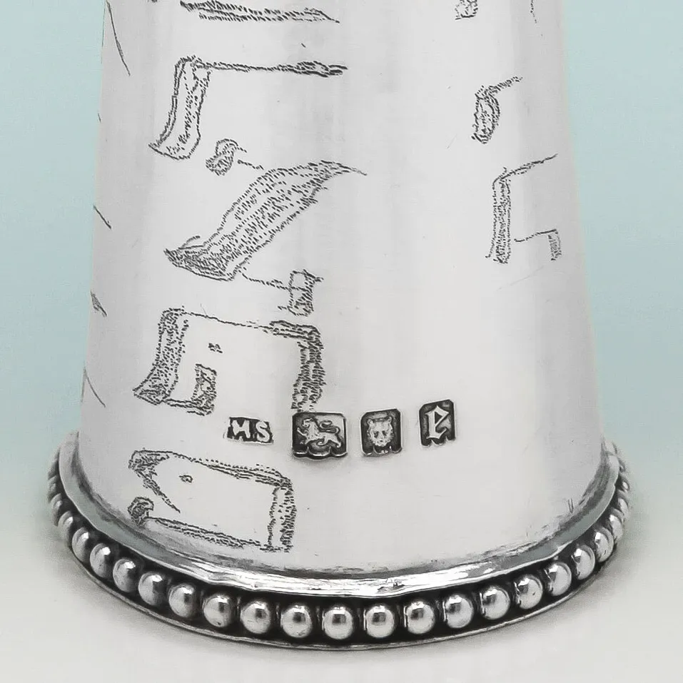 Antique Sterling Silver Pair of Rimonim - Morris Salkind, hallmarked in 1920 London - George V - Image 4