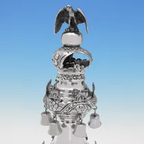 Antique Sterling Silver Rimonim - Morris Salkind, hallmarked in 1916 London - George V - Thumbnail 2