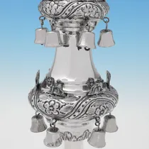 Antique Sterling Silver Rimonim - Morris Salkind, hallmarked in 1916 London - George V - Thumbnail 3