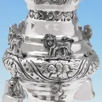 Antique Sterling Silver Rimonim - Morris Salkind, hallmarked in 1916 London - George V - Thumbnail 4