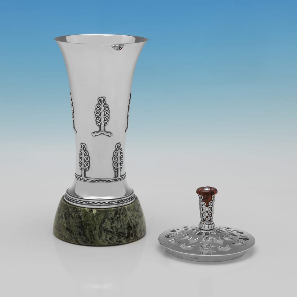 Sterling Silver Rose Bowl Vase - R. E. Stone, hallmarked in 1948 London - George VI - Image 2