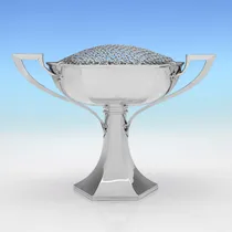 Antique Sterling Silver Rose Bowl - Walker & Hall, hallmarked in 1913 Sheffield - George V - Thumbnail 1