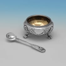 Antique Sterling Silver Set of 6 Salt Cellars - Goldsmiths Alliance Ltd., hallmarked in 1880 London - Victorian - Thumbnail 4