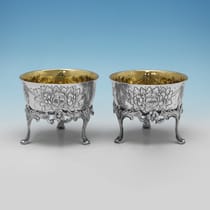 Antique Sterling Silver Pair of Salt Cellars - Berthold Muller, hallmarked in 1900 Chester - Victorian - Thumbnail 1