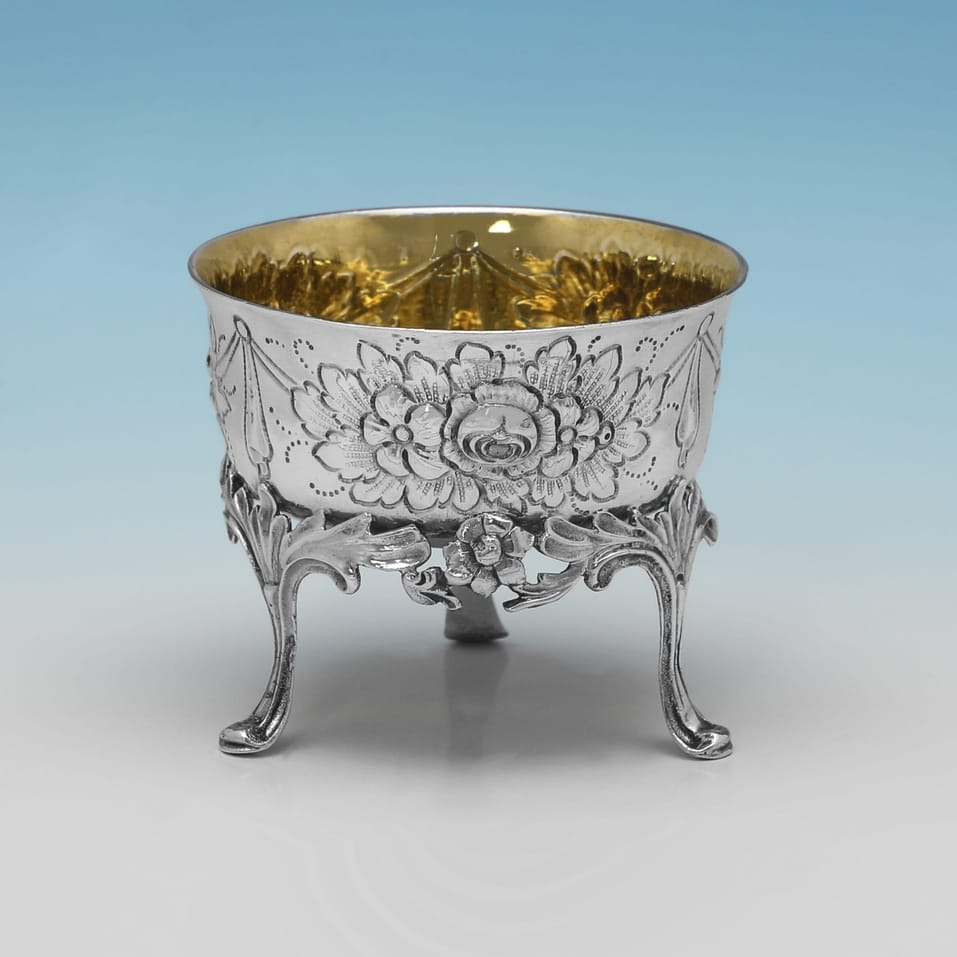 Antique Sterling Silver Pair of Salt Cellars - Berthold Muller, hallmarked in 1900 Chester - Victorian - Image 2