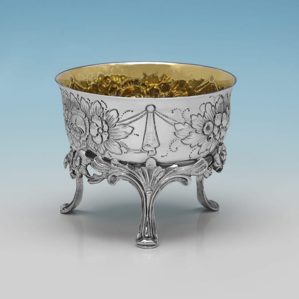 Antique Sterling Silver Pair of Salt Cellars - Berthold Muller, hallmarked in 1900 Chester - Victorian - Image 3