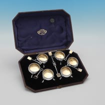Antique Sterling Silver Salt Cellars - John Figg & George Adams, hallmarked in 1861 London - Victorian - Thumbnail 1