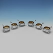 Antique Sterling Silver Salt Cellars - John Figg & George Adams, hallmarked in 1861 London - Victorian - Thumbnail 2