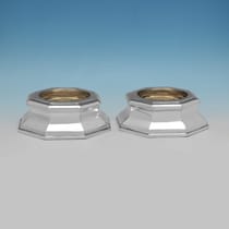 Antique Sterling Silver Pair of Salt Cellars - Aldwinckle & Slater, hallmarked in 1891 London - Victorian - Thumbnail 1