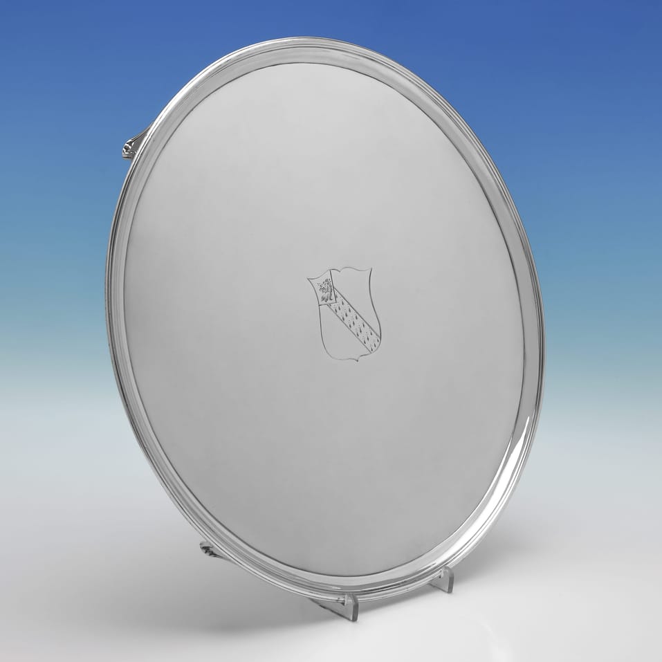 Antique Sterling Silver 16.25 Inch Diameter Salver - Hannam & Crouch, hallmarked in 1792 London - George III